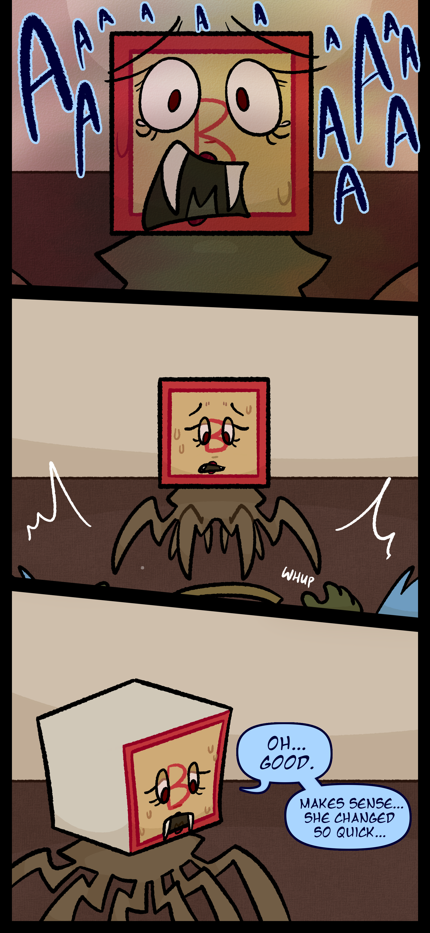 Peridot hovers in front of Madeline before falling face first into the floor, unconscious. Madeline inspects Peridot and mutters, "Oh... good. Makes sense... she changed so quick..." Peridot hovers in front of Madeline before falling face first into the floor, unconscious. Madeline inspects Peridot and mutters, "Oh... good. Makes sense... she changed so quick..."