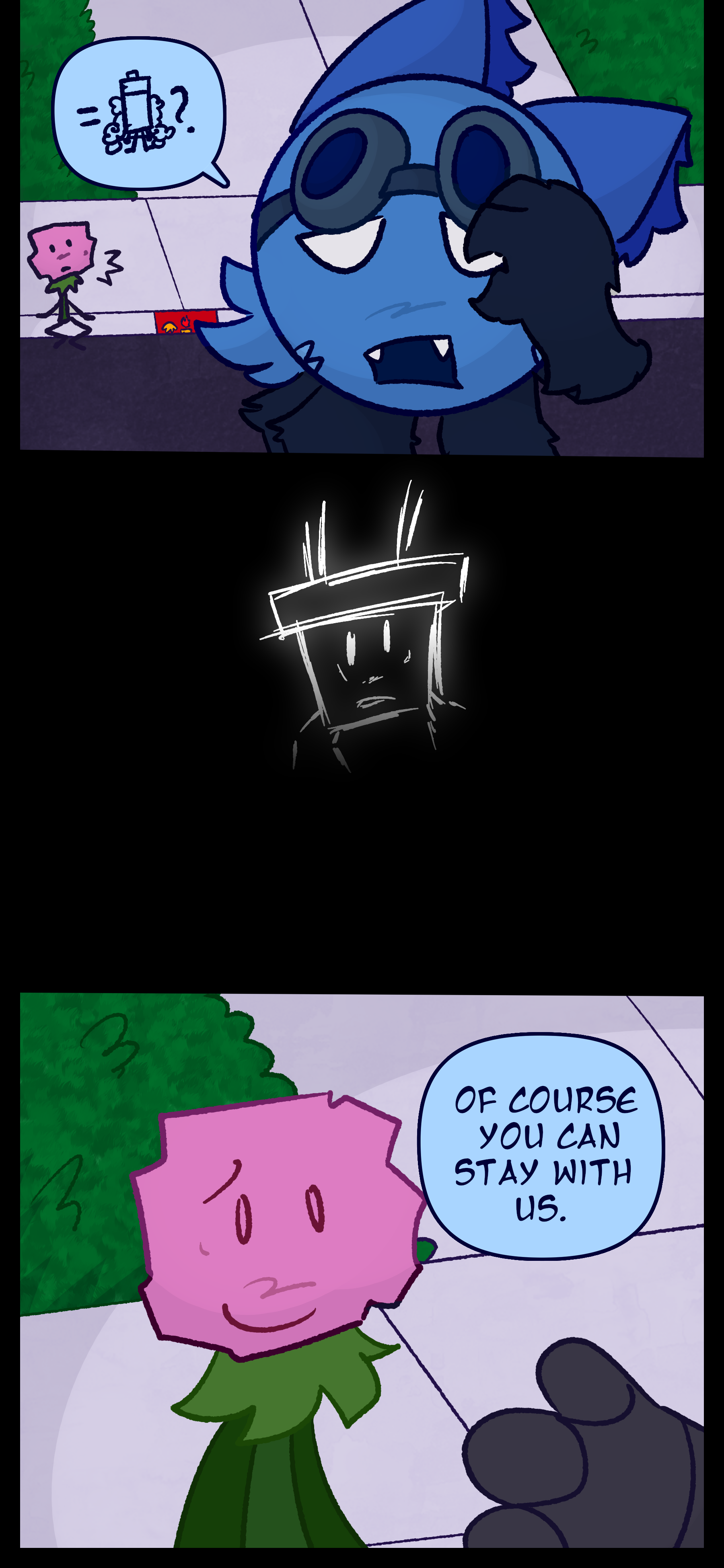 Blaire compares it to Battery, and Pepper freezes while Mayflower looks up, shocked. Pepper reaches out to Minerva and says "Of course you can stay with us."