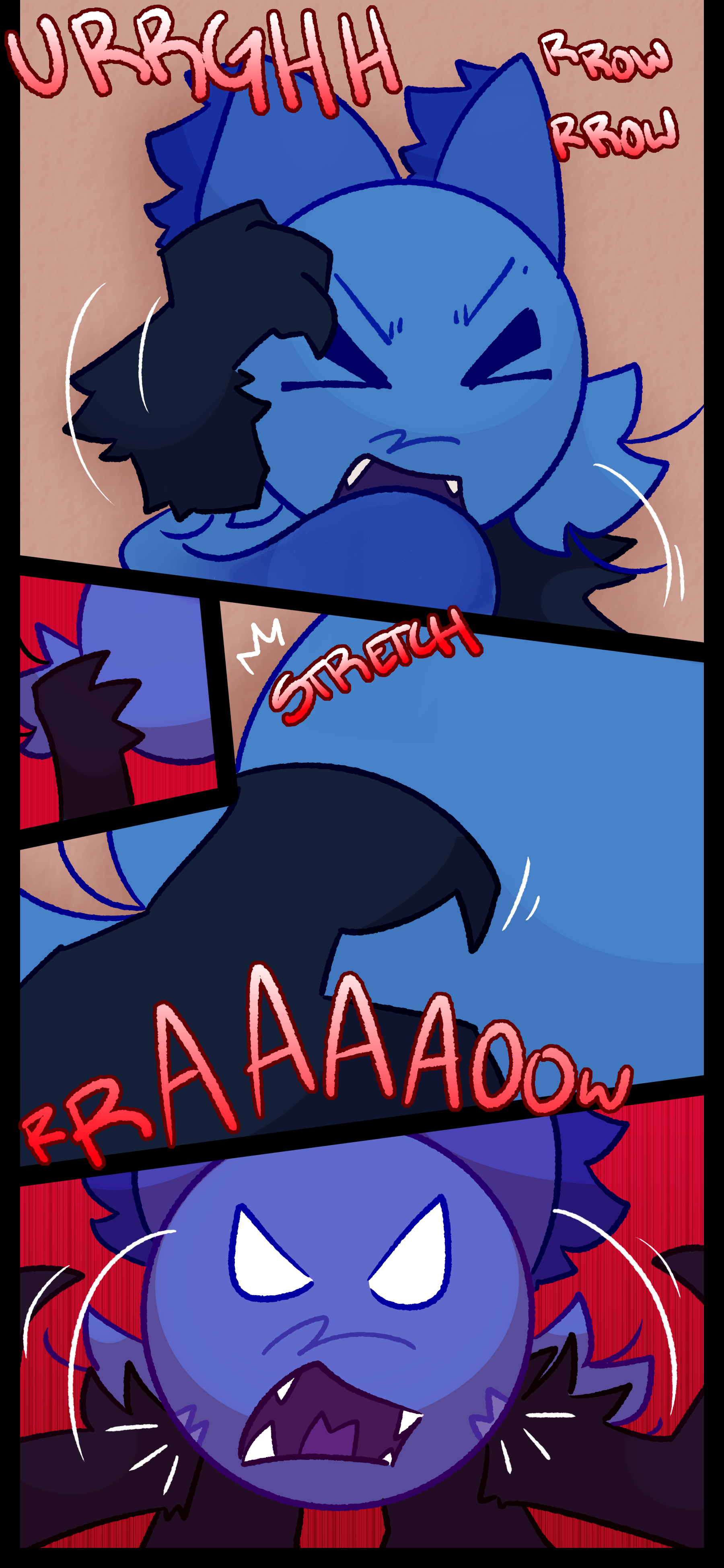 Blaire groans and scratches at herself. She stretches before yowling out in anger.