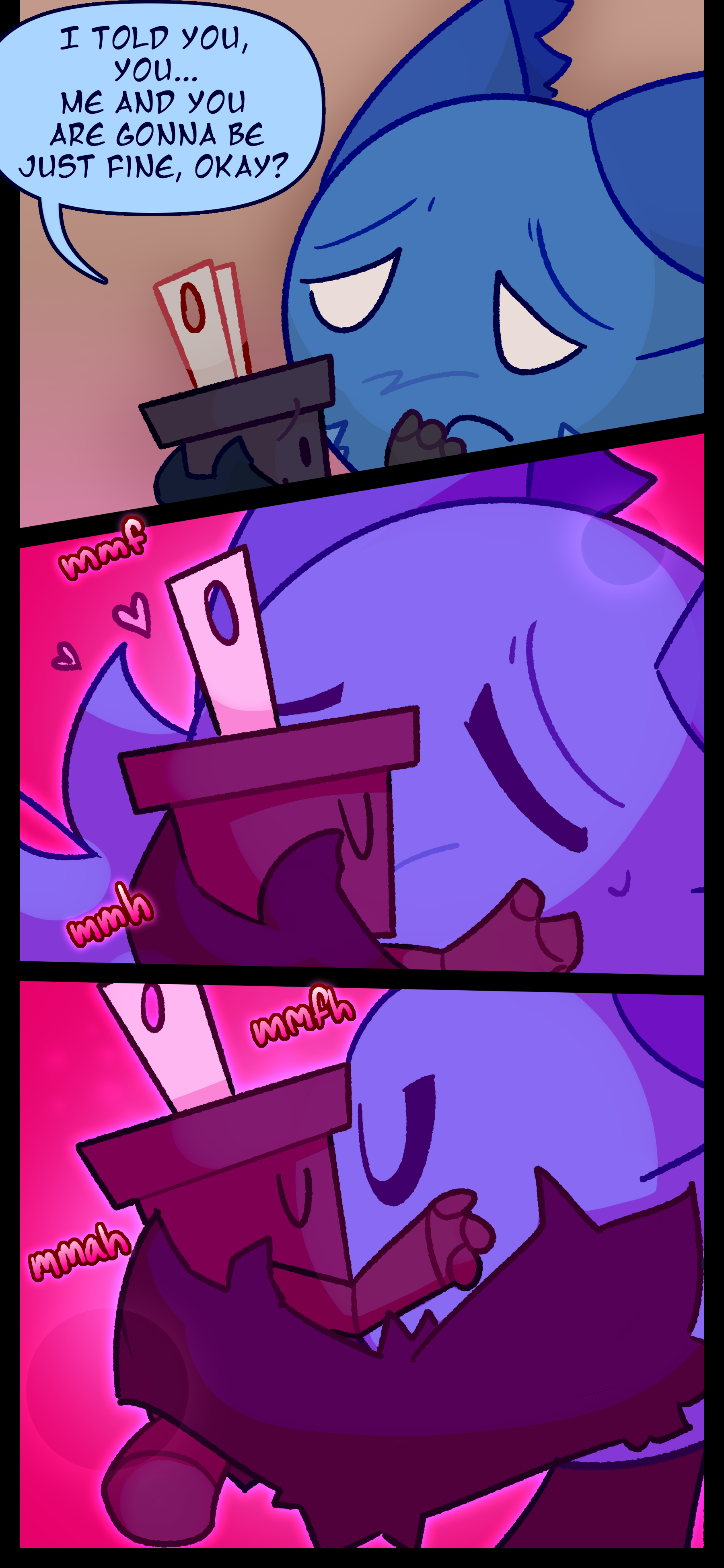 Pepper climbs into Blaire's arms and says "I told you... Me and you are gonna be just fine okay?" Pepper leans in and they begin to make out.