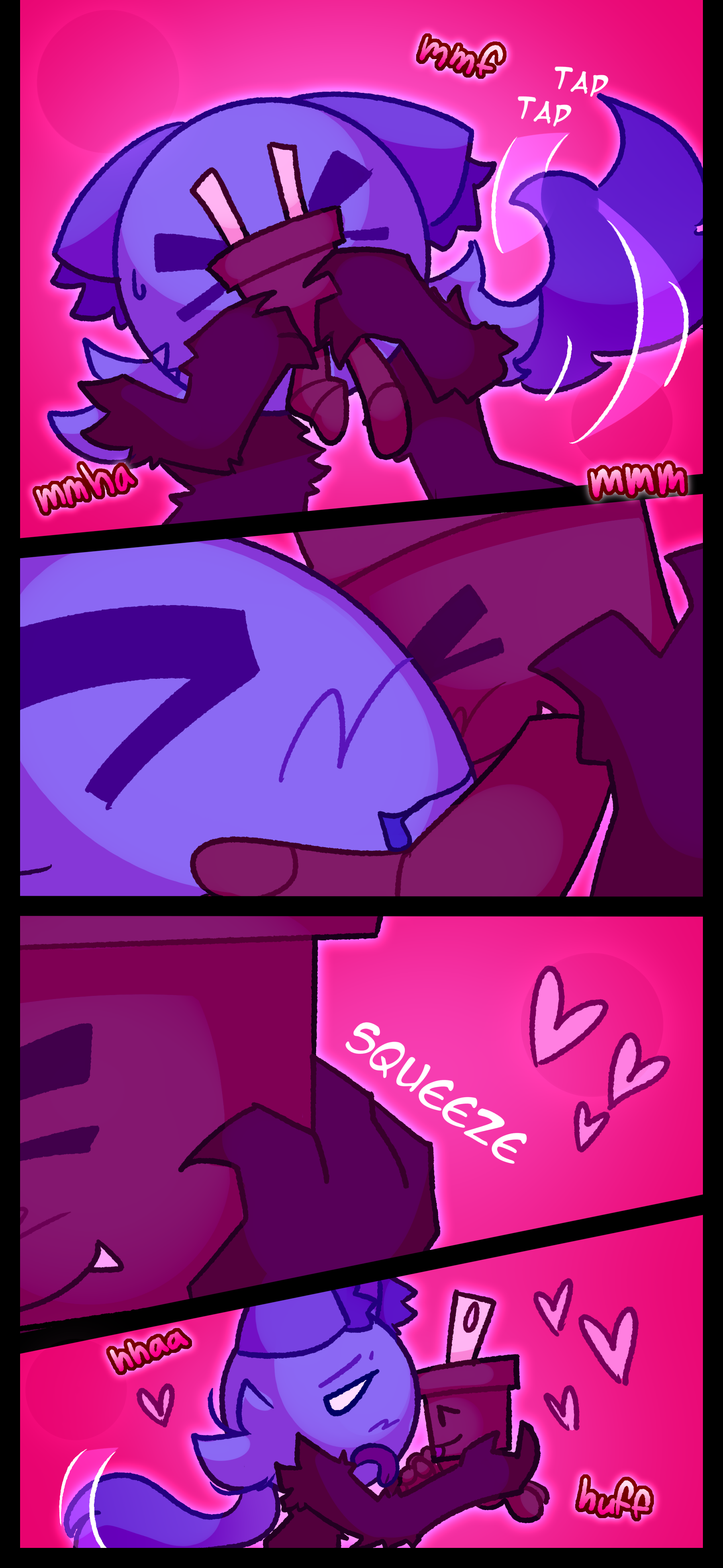 Blaire wags her tail and embraces Pepper. They draw apart breathing heavily.