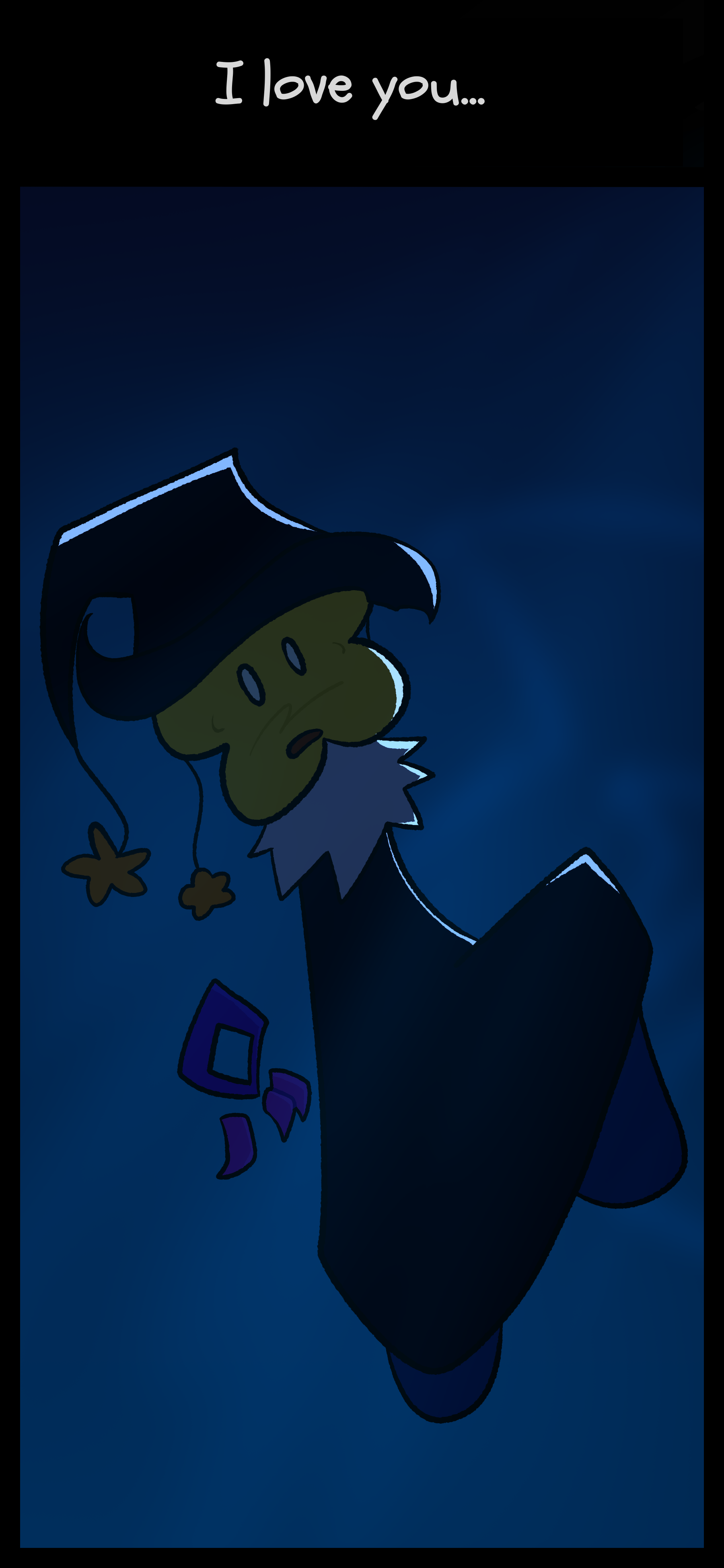 Evan thinks "I love you so so much. Please be okay." Juno appears to be underwater illuminated by a blue glow.