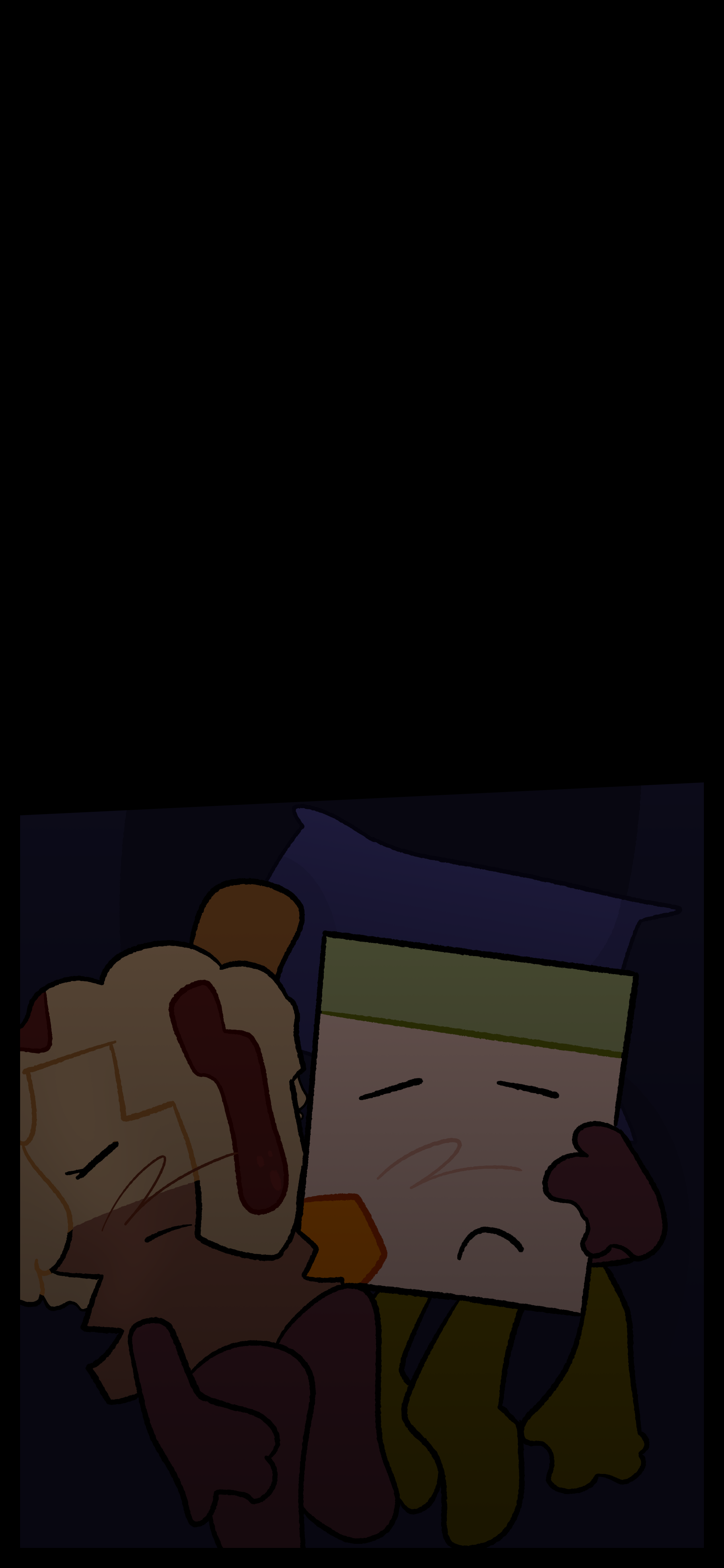 Cut to black. Avery can be seen holding onto Lance as they sleep.