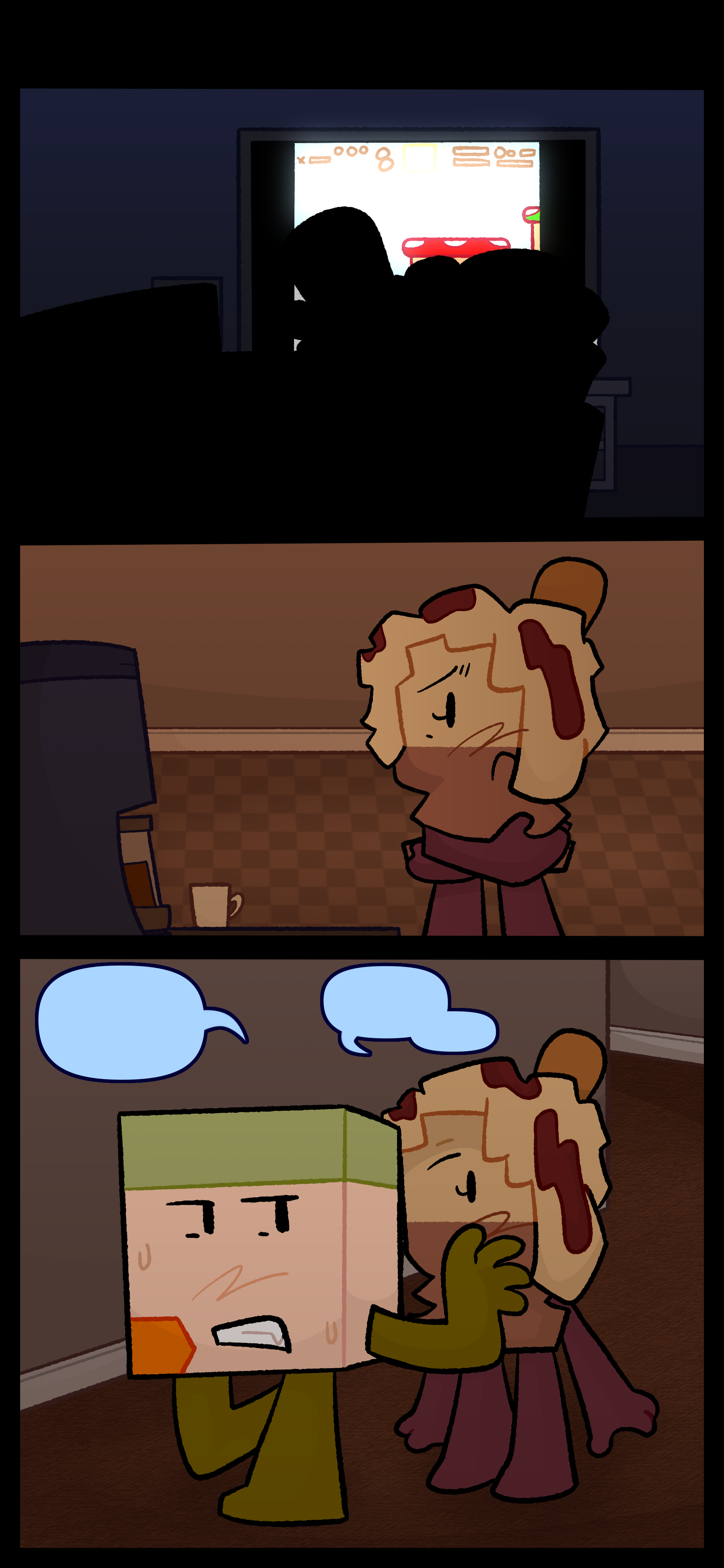 The two are seen playing an old video game. Avery is seen with a tense expression in front of a coffee machine. Lance can be seen talking to Avery with a stressed expression on his face.