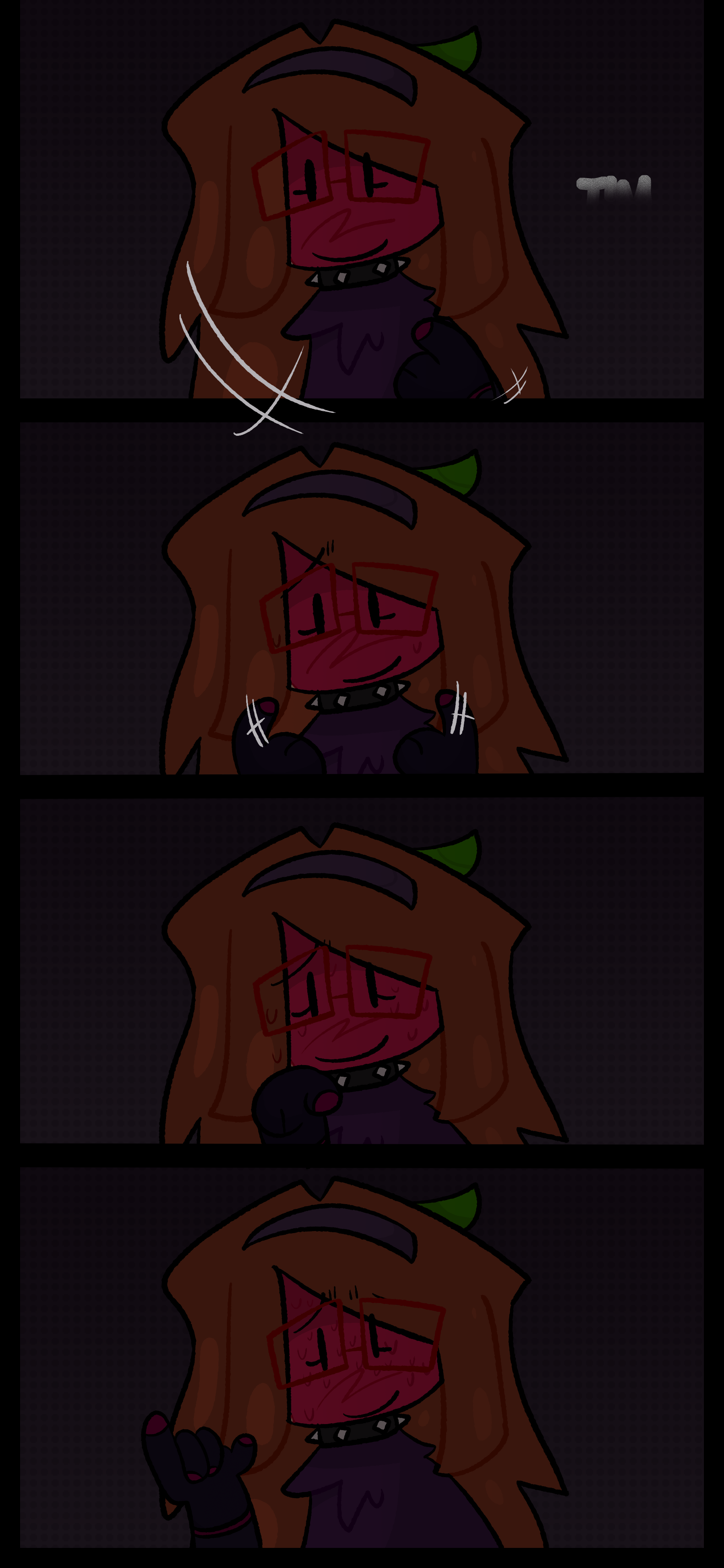 She signs "I'M TALKING TO YOU, TOO" facing towards the viewer with a smile on her face.