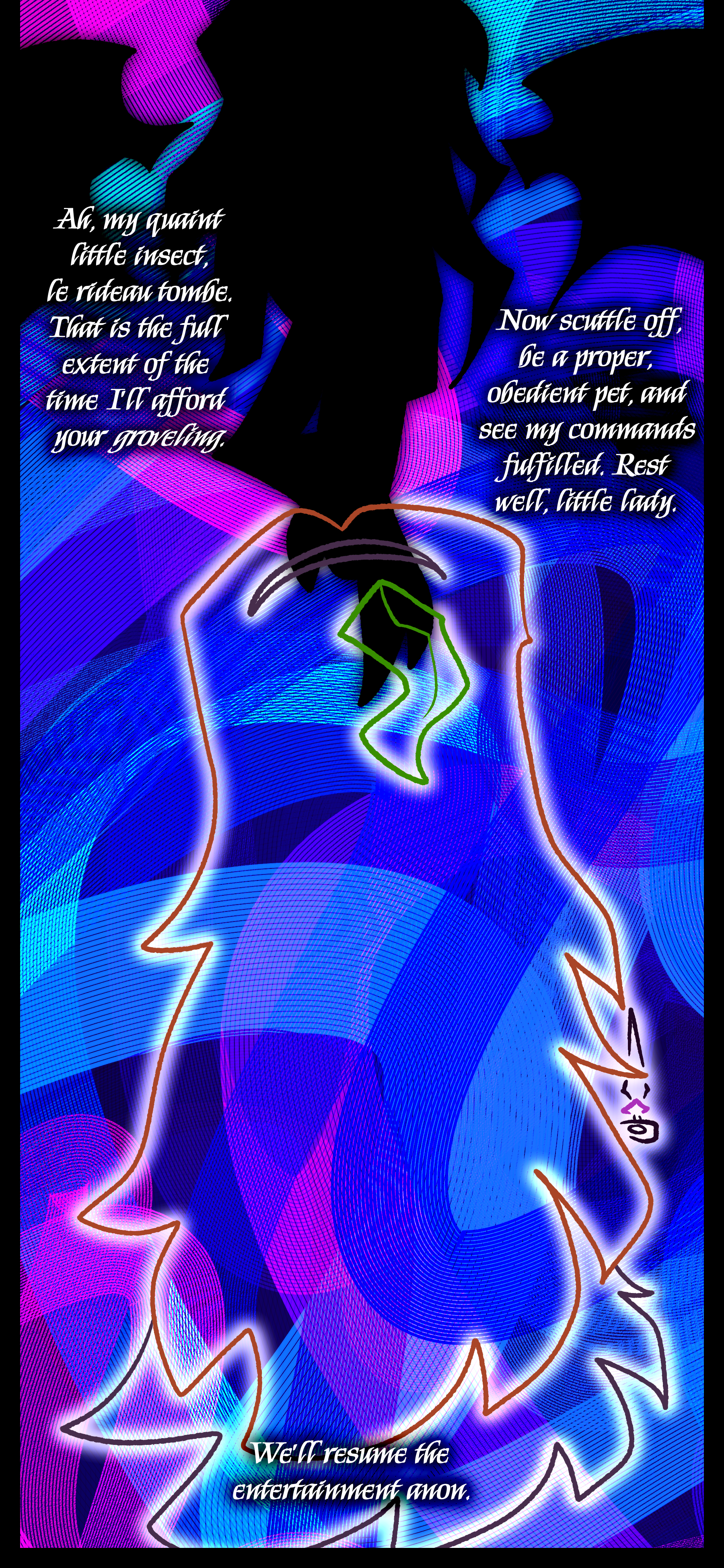 Esme is face down on the ground, her blade and a pair of feet in front of her.