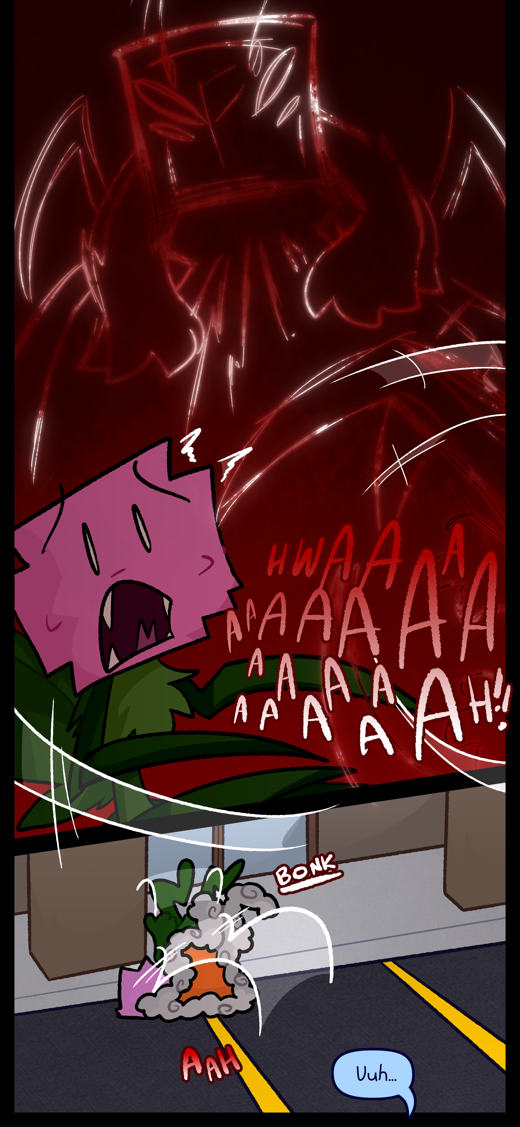 It sees Madeline and screams now in therian form. It is suddenly knocked over by Peter's coat and it yelps. Blaire mutters "Uuh..."