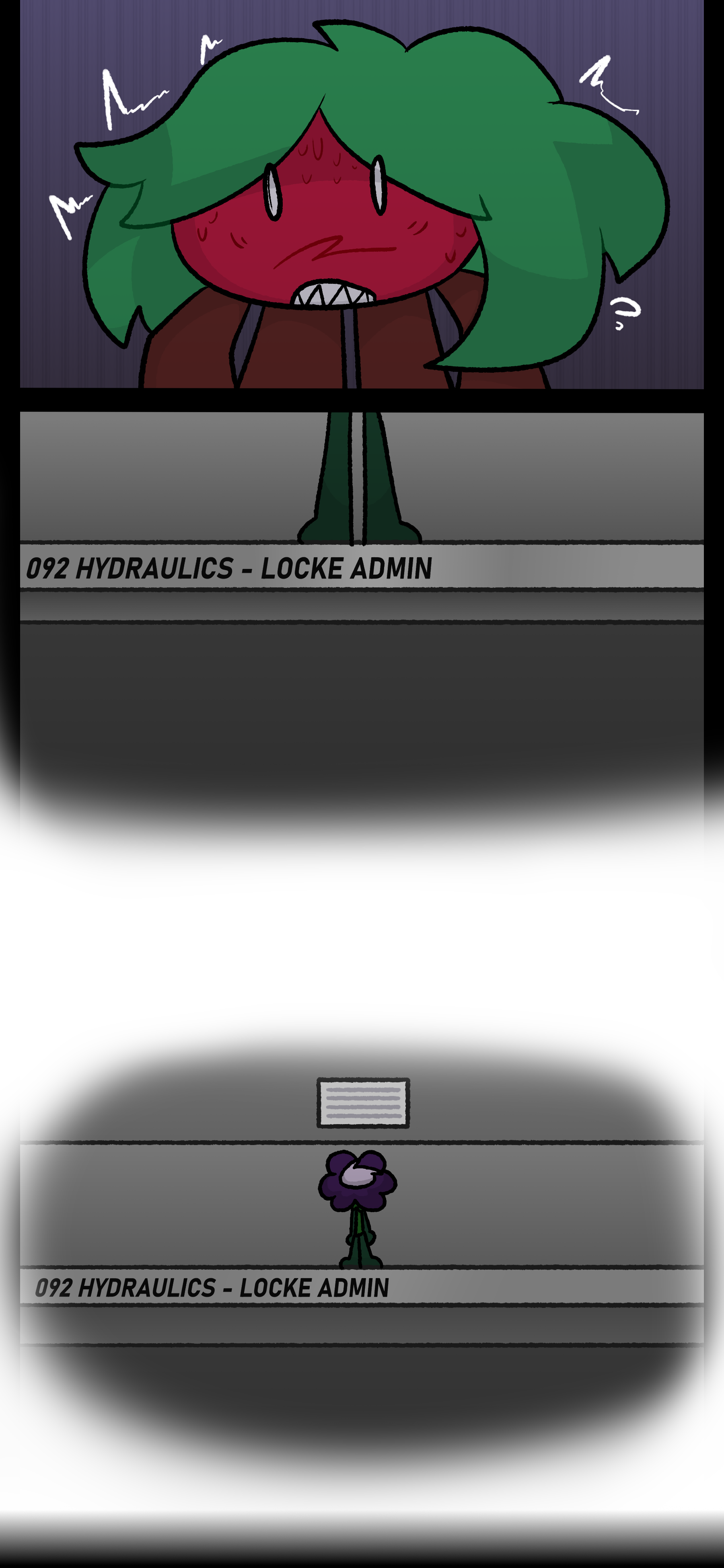 Kate looks at the image in horror. A flashback can be seen of Willa standing over a hydraulic machine. A vent sits above her.