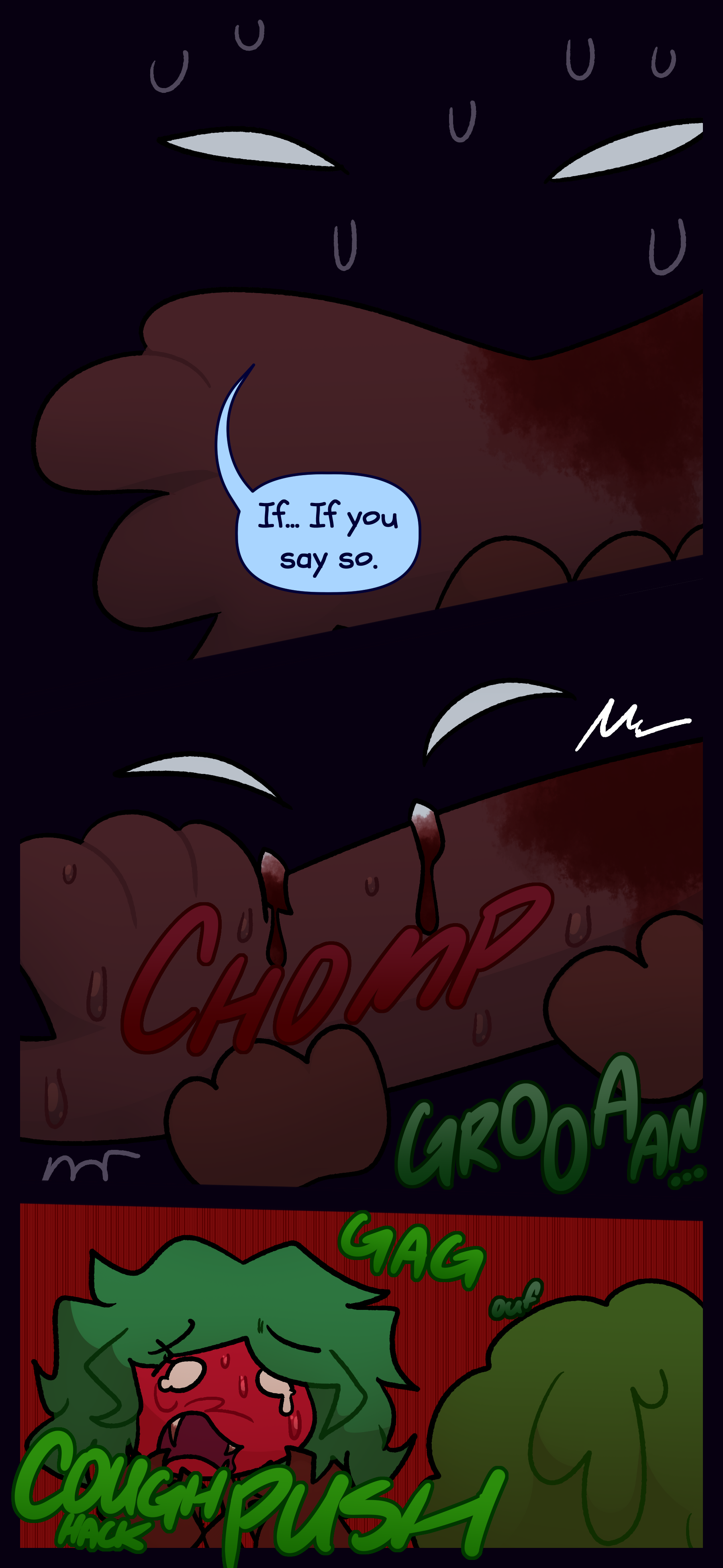 Kate says "If... If you say so." Kate tries to feed but begins to gag and cough.