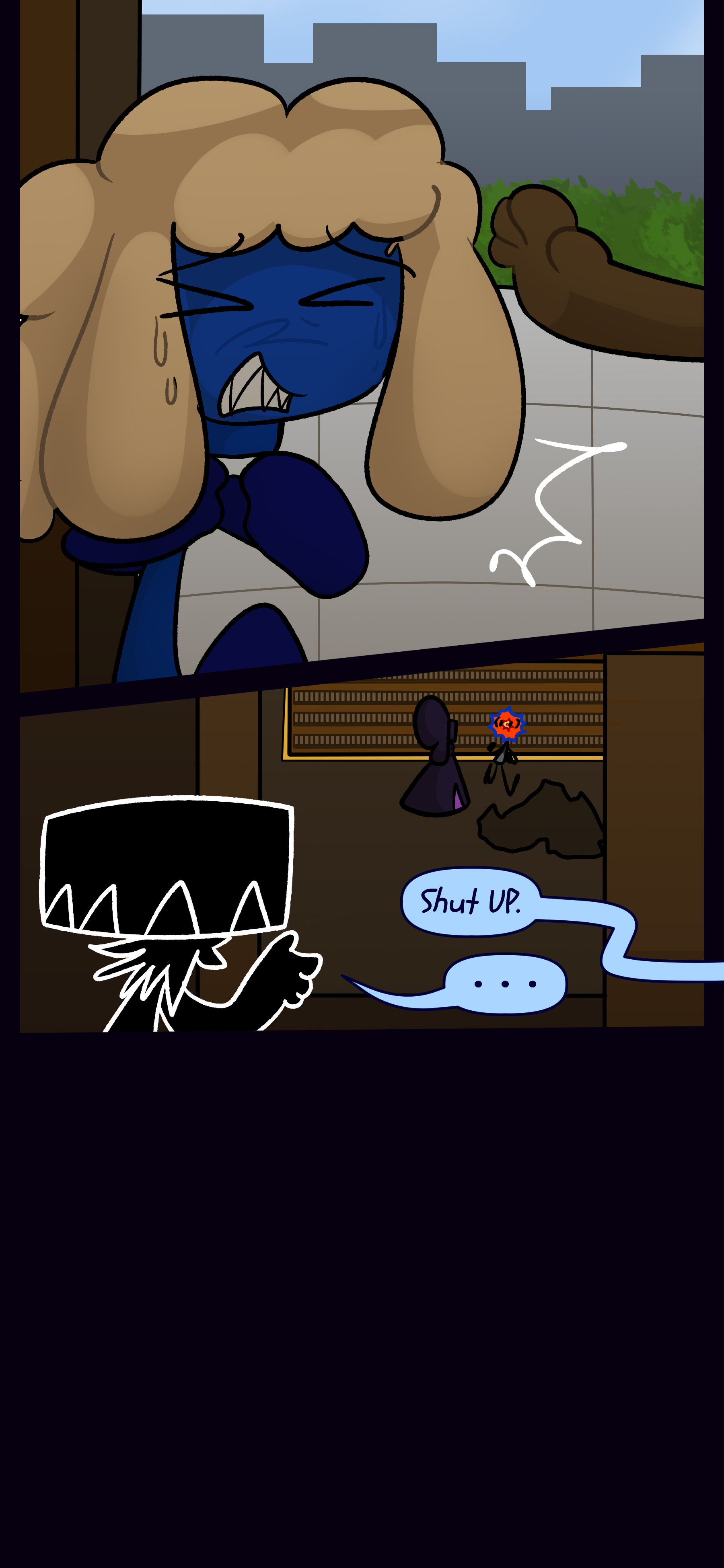 Ryley smacks him and says "Shut UP." A shadowy barstool object can be seen watching Lydia and Evan.