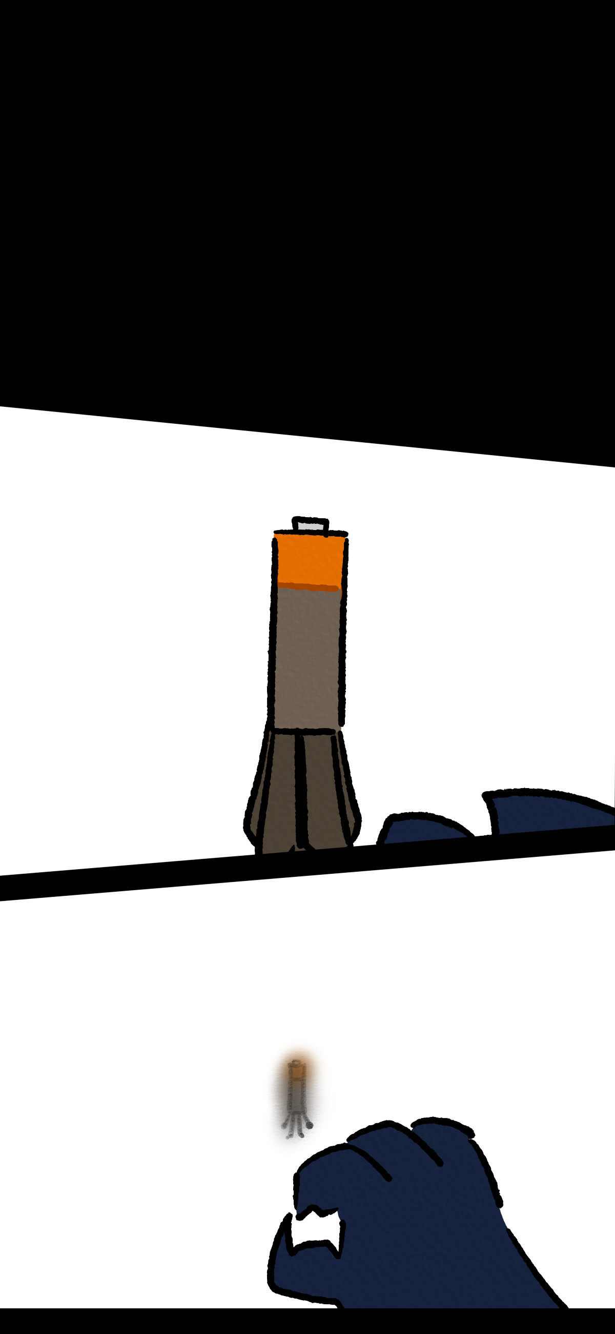 Blaire reaches out for a battery object facing away from her as they fade.