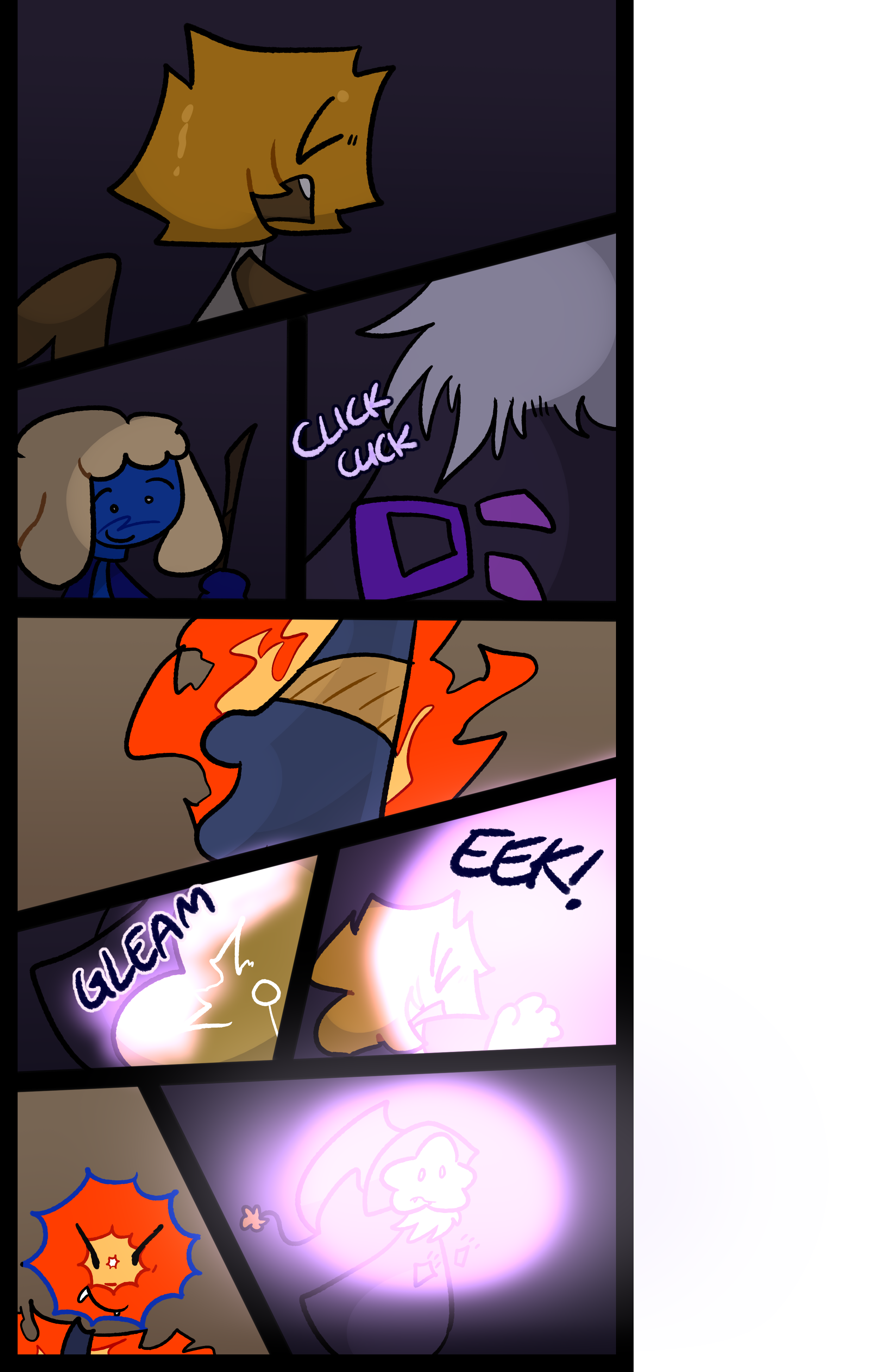 The mop object looks bored while facing off against Juno. Evan can be seen burning through the bedsheets he and Lydia are bound in. Juno begins to glow and heads back toward their allies.