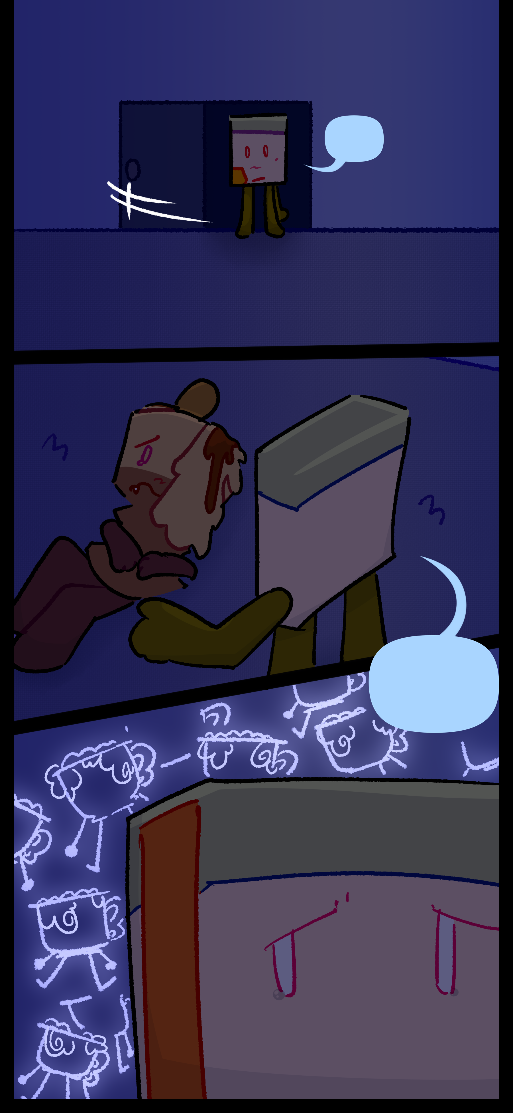 Later Lance pushes open Avery's door. He comforts her as she lays on the floor tearing up as he reminisces about Lora.