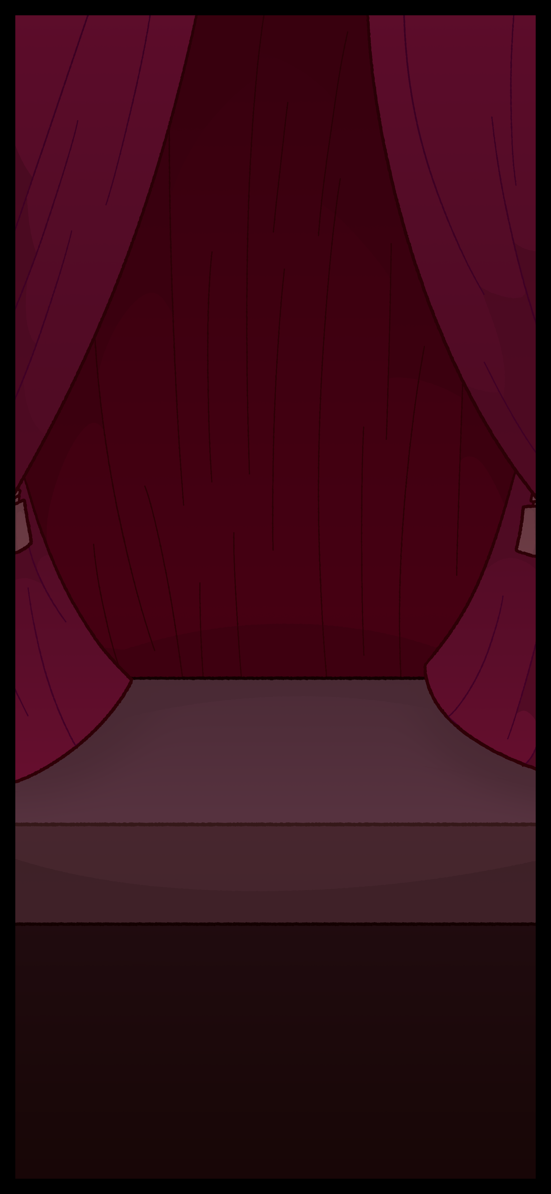 A closed curtain rests, unmoving.